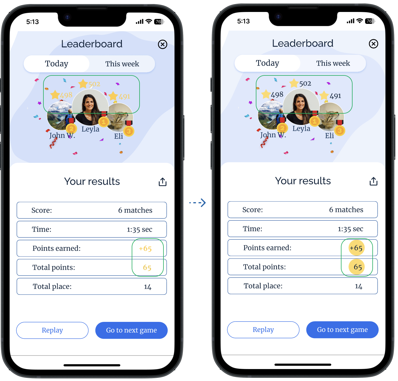 After: Higher contrast and less text